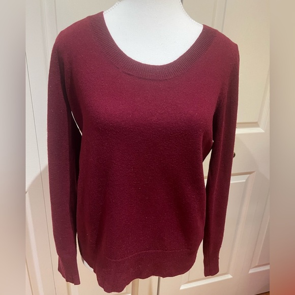 Banana Republic Removable Neck Cashmere/Wool blend Rich Red Sweater - Picture 2 of 11